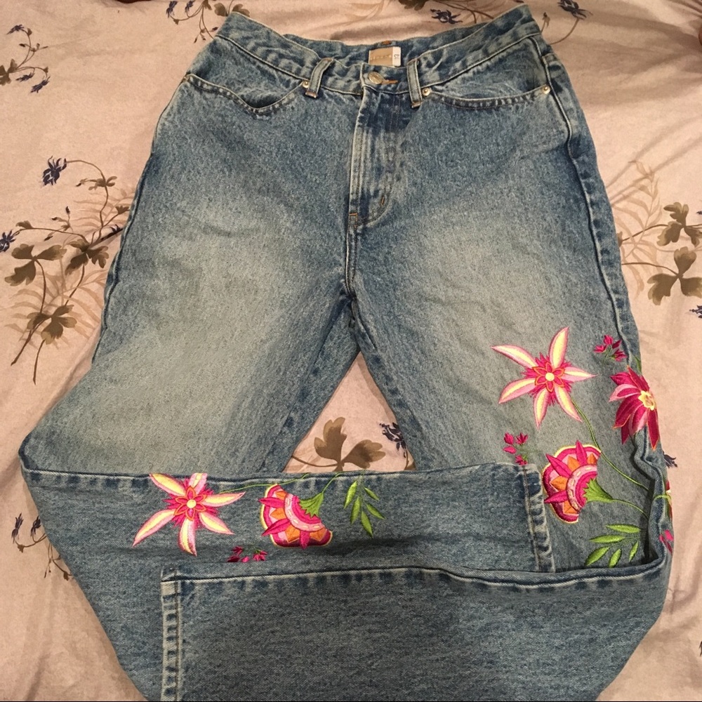 Vintage hippie floral jeans